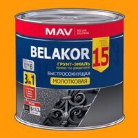 Молотковая грунт-эмаль BELAKOR 15 прямо по ржавчине 3 в 1 быстросохнущая (Коричневая; 2,4л /2,0 кг)